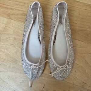 ZARA Light Pink Mesh Sparkle Ballet Flats